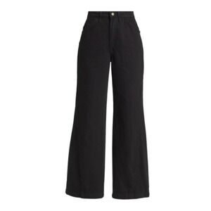Frame‎ Le Baggy Pallazo Jeans in Folm Noir Black Size